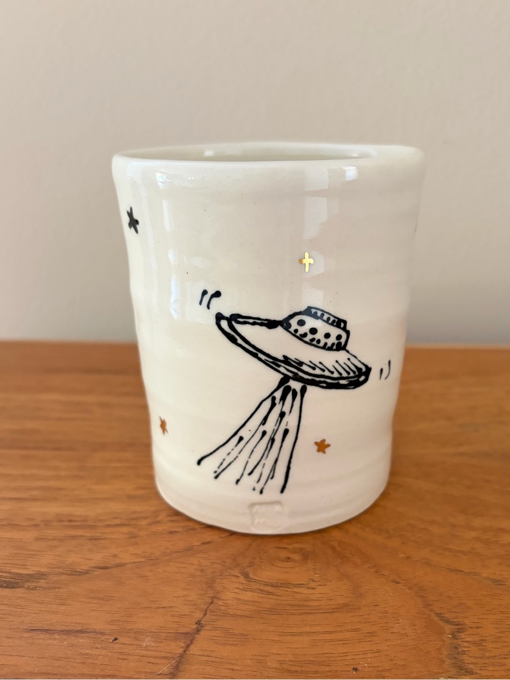 Handmade Ceramic UFO Alien Flying Saucer Glazed Mug Cup